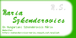 maria szkenderovics business card