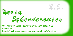 maria szkenderovics business card